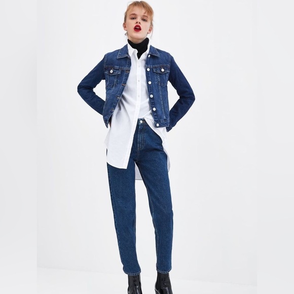 Zara Dark Wash Denim Jean Jacket - Picture 1 of 11